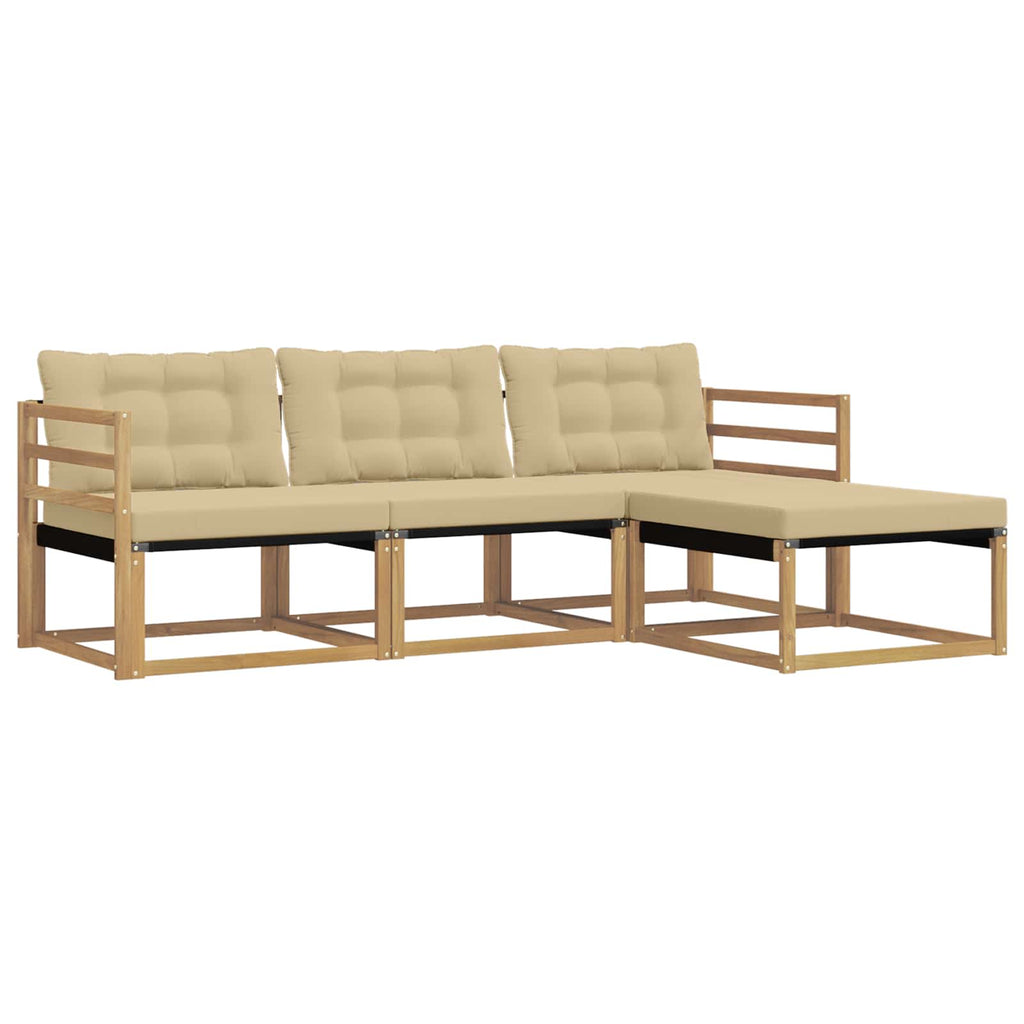 Conjunto de sofás de exterior con cojín 4 pcs y Beige