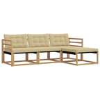 Conjunto de sofás de exterior con cojín 4 pcs y Beige