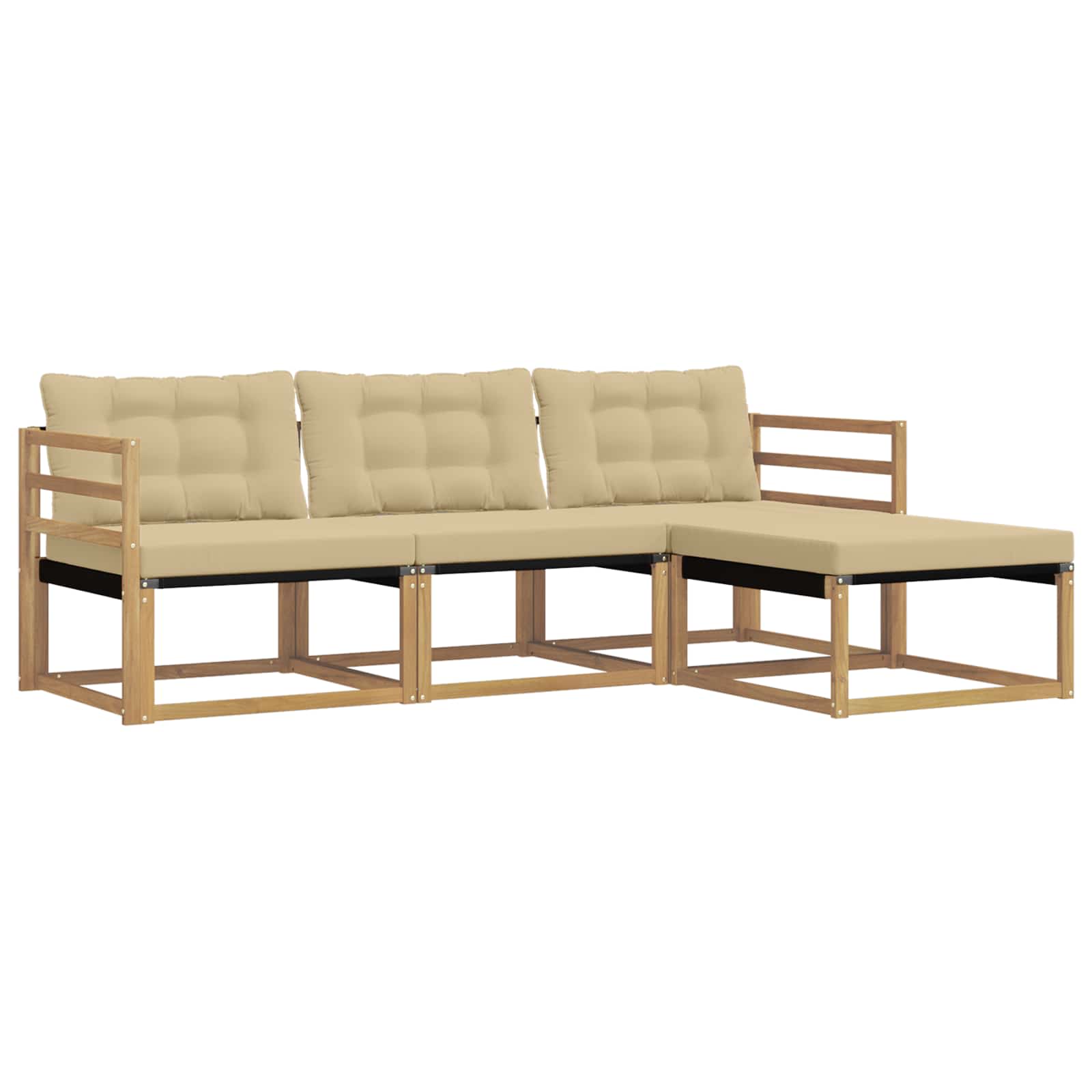Conjunto de sofás de exterior con cojín 4 pcs y Beige
