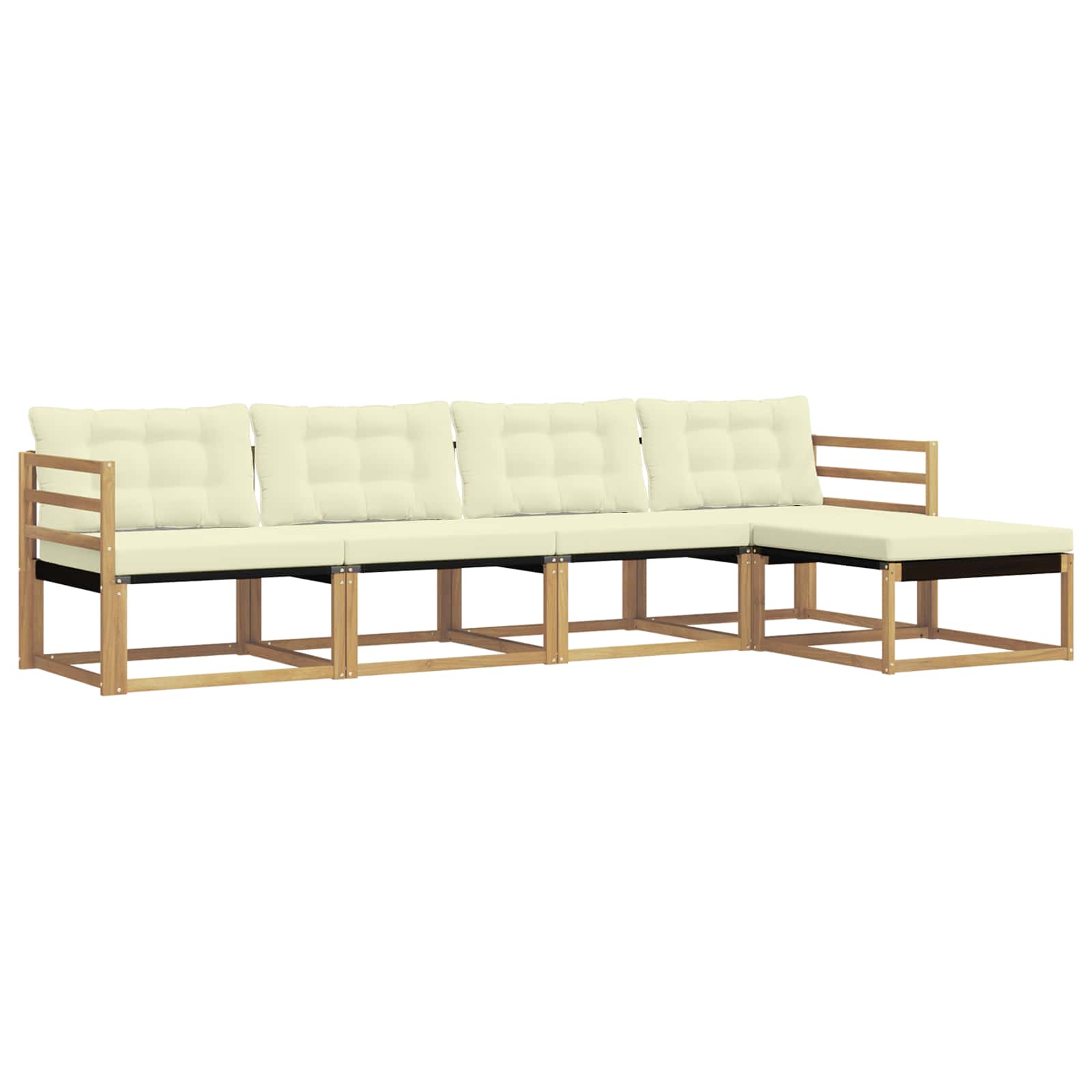 Conjunto de sofás de exterior con cojín 5 pcs Blanco y Crema
