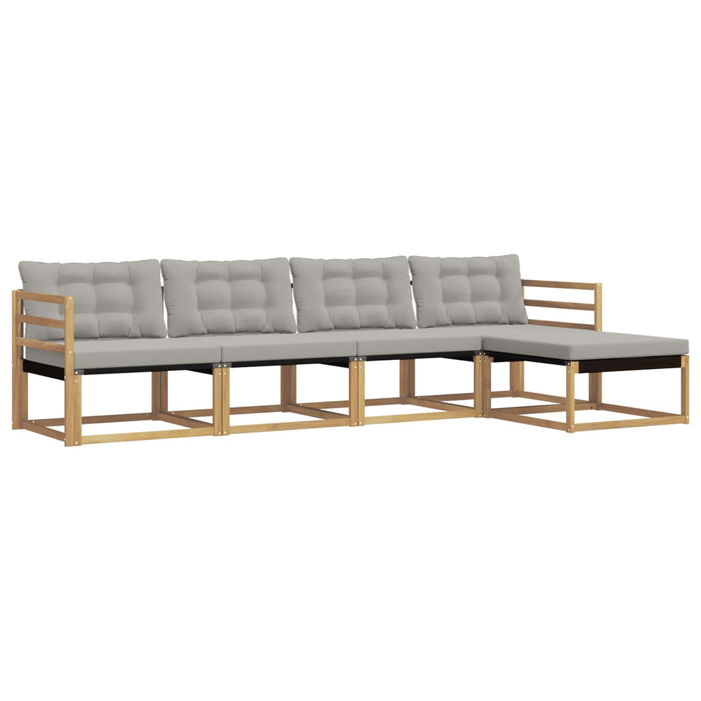Conjunto de sofás de exterior 5 pcs Blanco y Gris Claro
