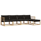 Conjunto de sofás de exterior con cojín 5 pcs Blanco y Negro