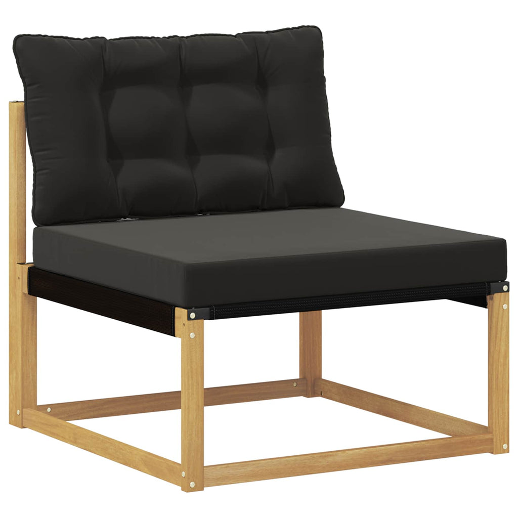 Conjunto de sofás de exterior con cojín 5 pcs Blanco y Negro