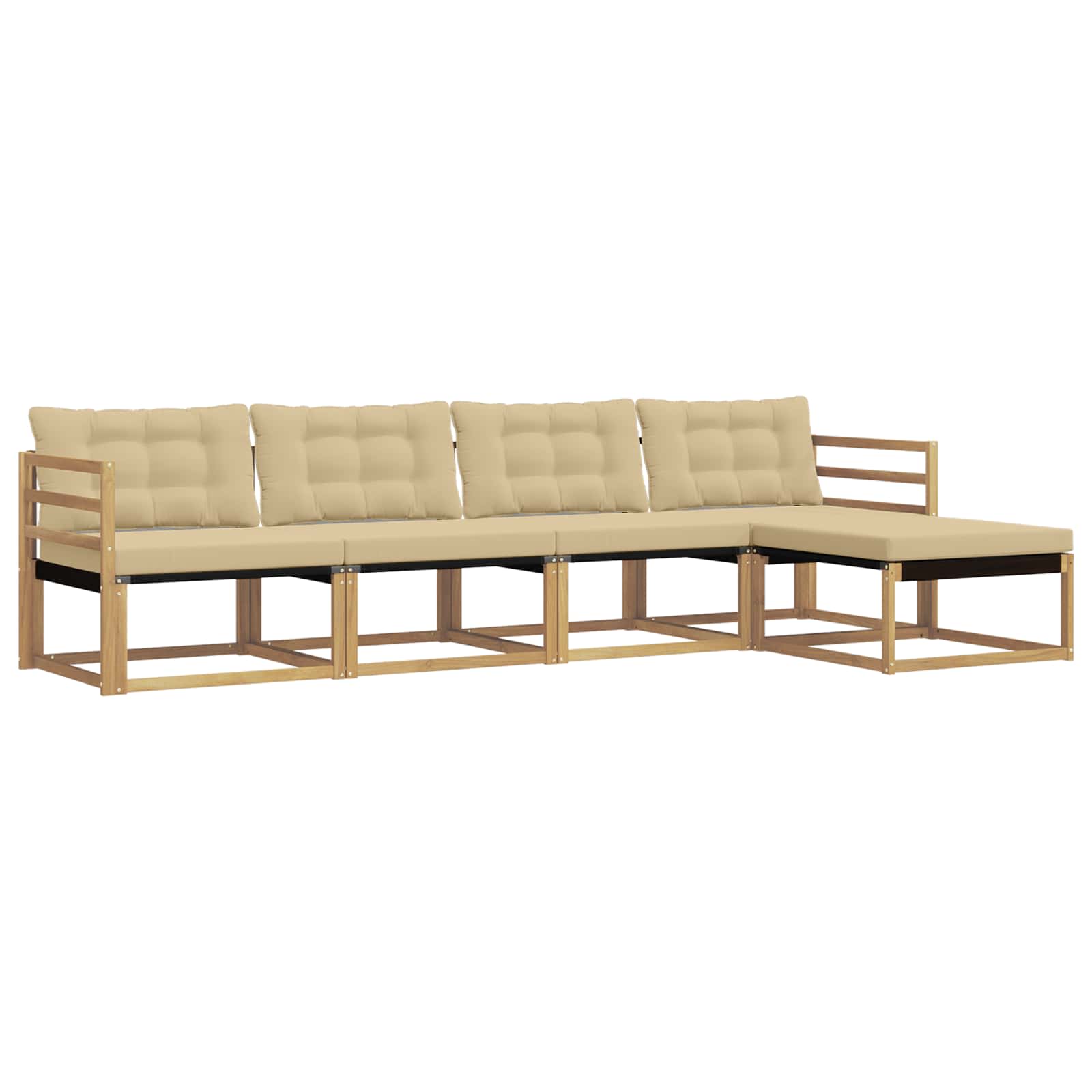 Conjunto de sofás de exterior con cojín 5 pcs y Beige