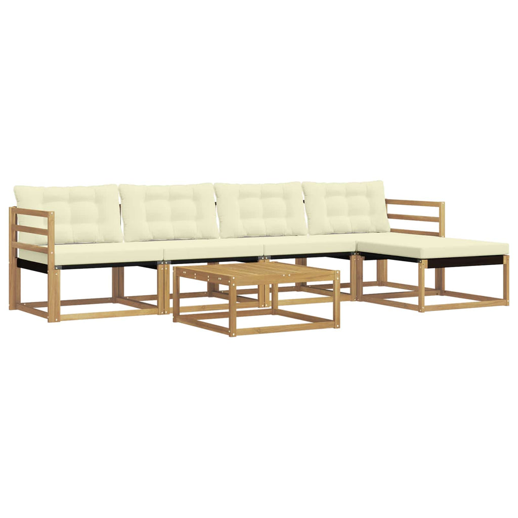 Conjunto de sofás de exterior 6 pcs Blanco y Crema