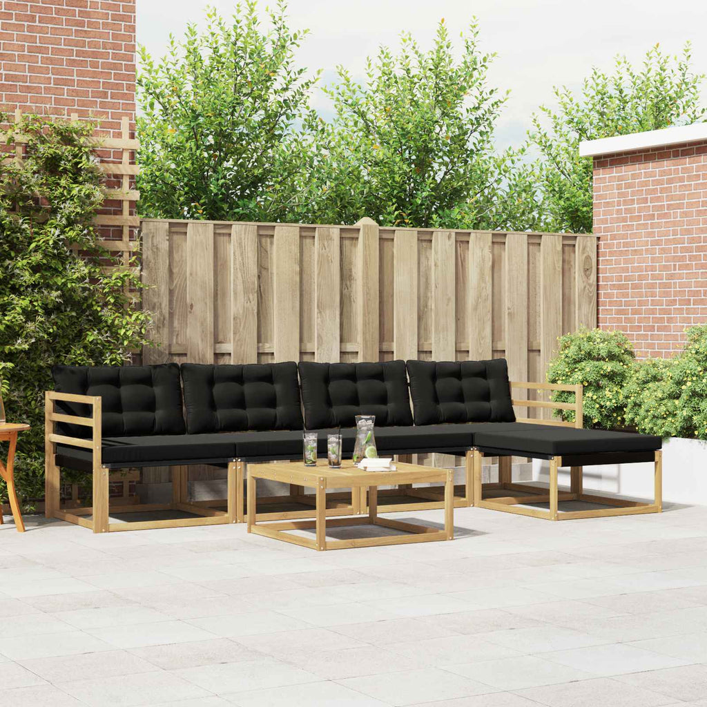 Conjunto de sofás de exterior 6 pcs Blanco y Crema