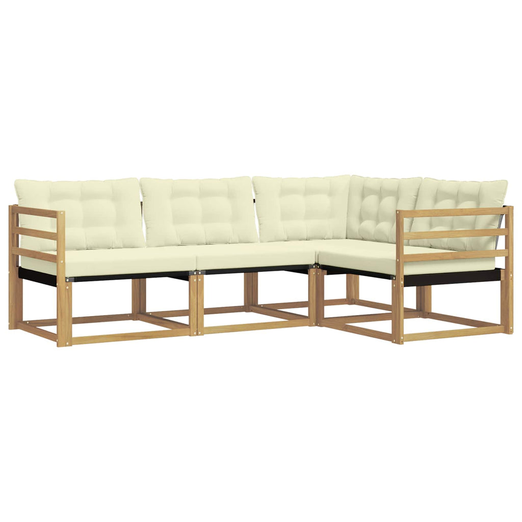 Conjunto de sofás de exterior con cojín 4 pcs Blanco y Crema