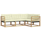 Conjunto de sofás de exterior con cojín 4 pcs Blanco y Crema