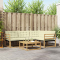 Conjunto de sofás de exterior 5 pcs Blanco y Crema