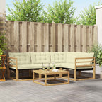 Conjunto de sofás de exterior 5 pcs Blanco y Crema