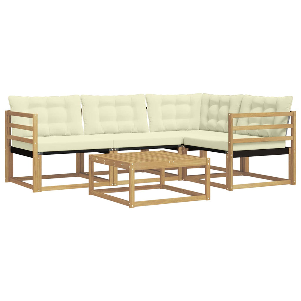 Conjunto de sofás de exterior 5 pcs Blanco y Crema