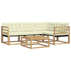 Conjunto de sofás de exterior 5 pcs Blanco y Crema