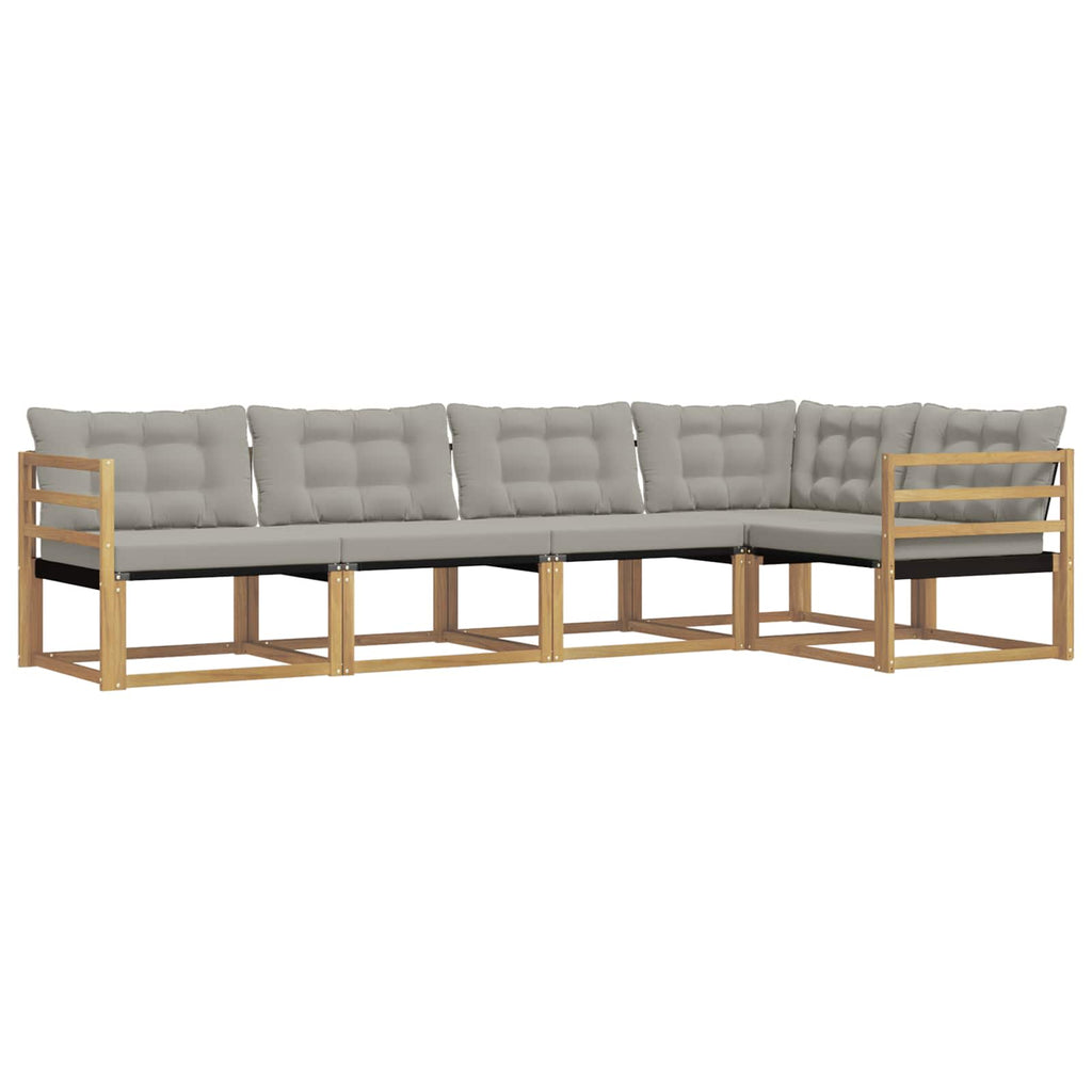 Conjunto de sofás de exterior 5 pcs Blanco y Gris Claro