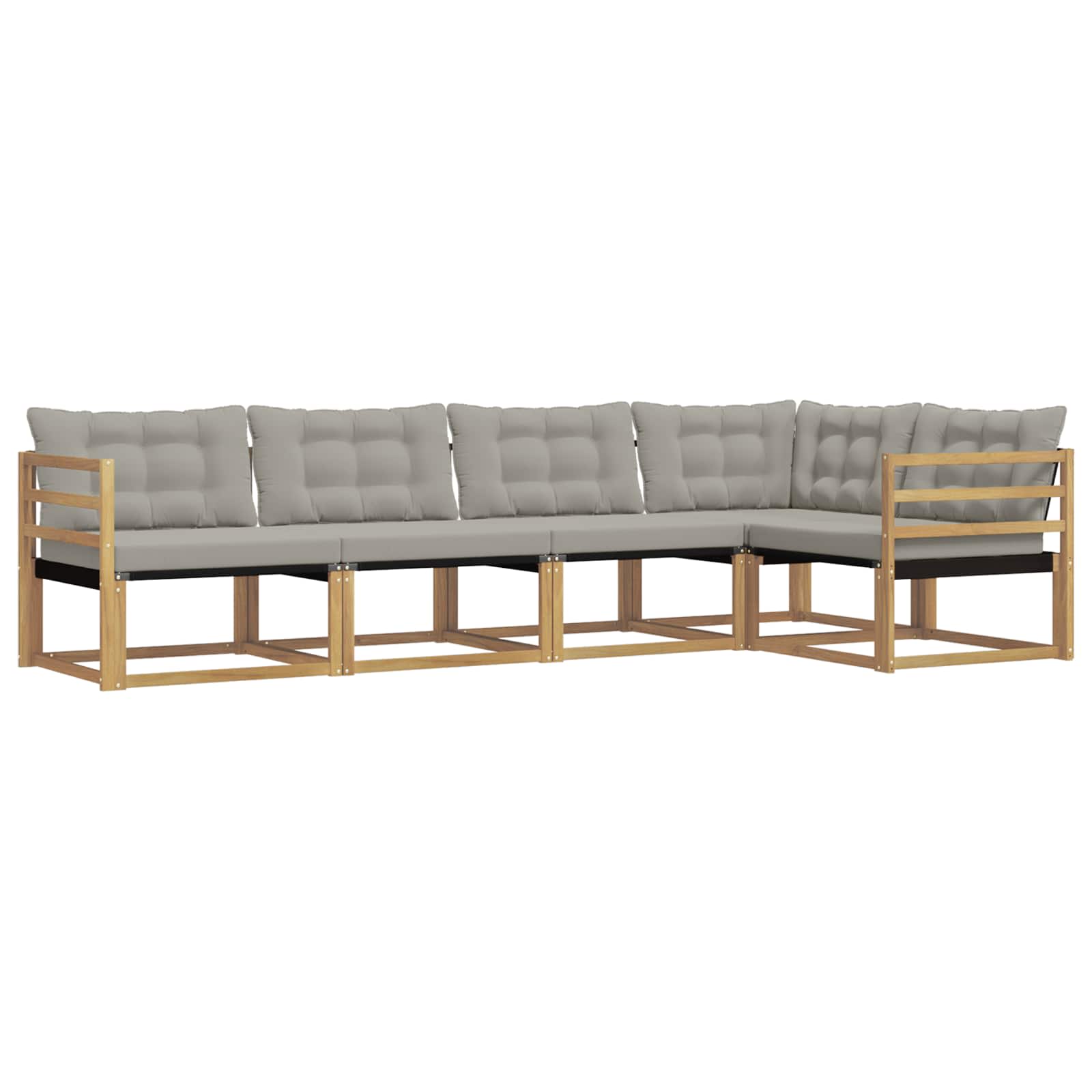 Conjunto de sofás de exterior 5 pcs Blanco y Gris Claro