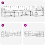Conjunto de sofás de exterior 5 pcs Blanco y Gris Claro