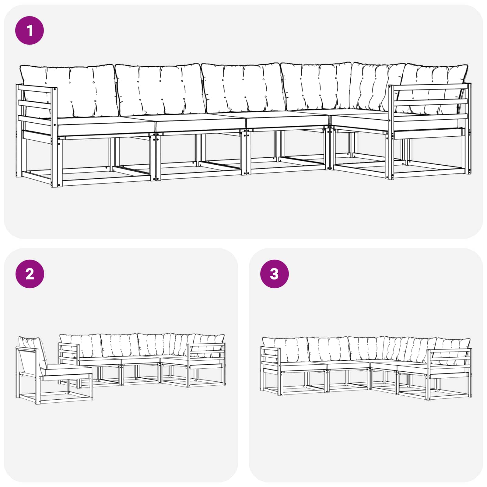 Conjunto de sofás de exterior 5 pcs Blanco y Gris Claro