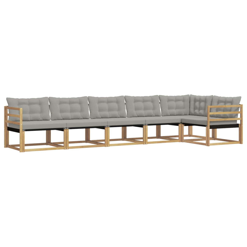Conjunto de sofás de exterior 6 pcs Blanco y Gris Claro
