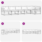 Conjunto de sofás de exterior 6 pcs Blanco y Gris Claro