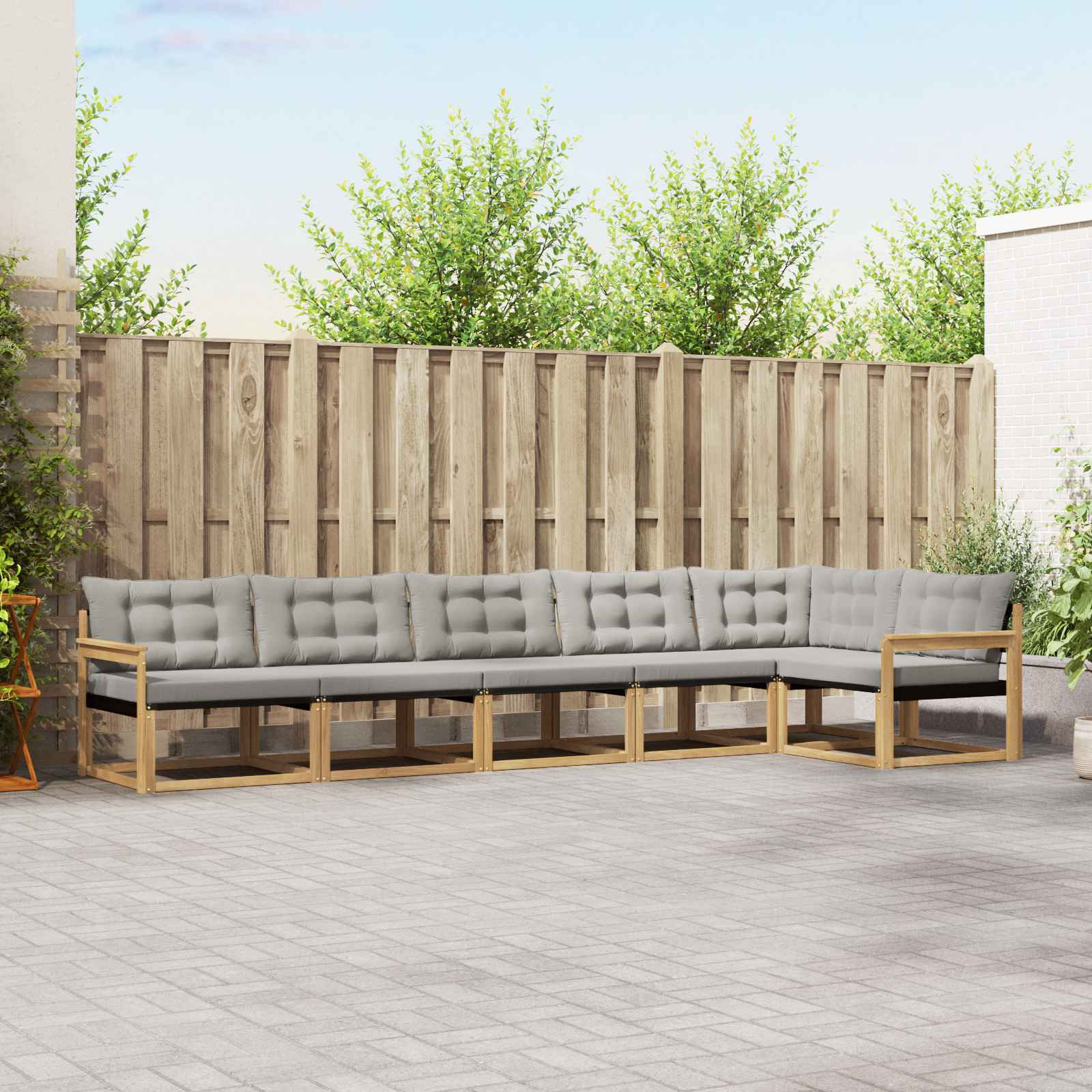 6-Piece Outdoor Sofa Set White and Light Gray