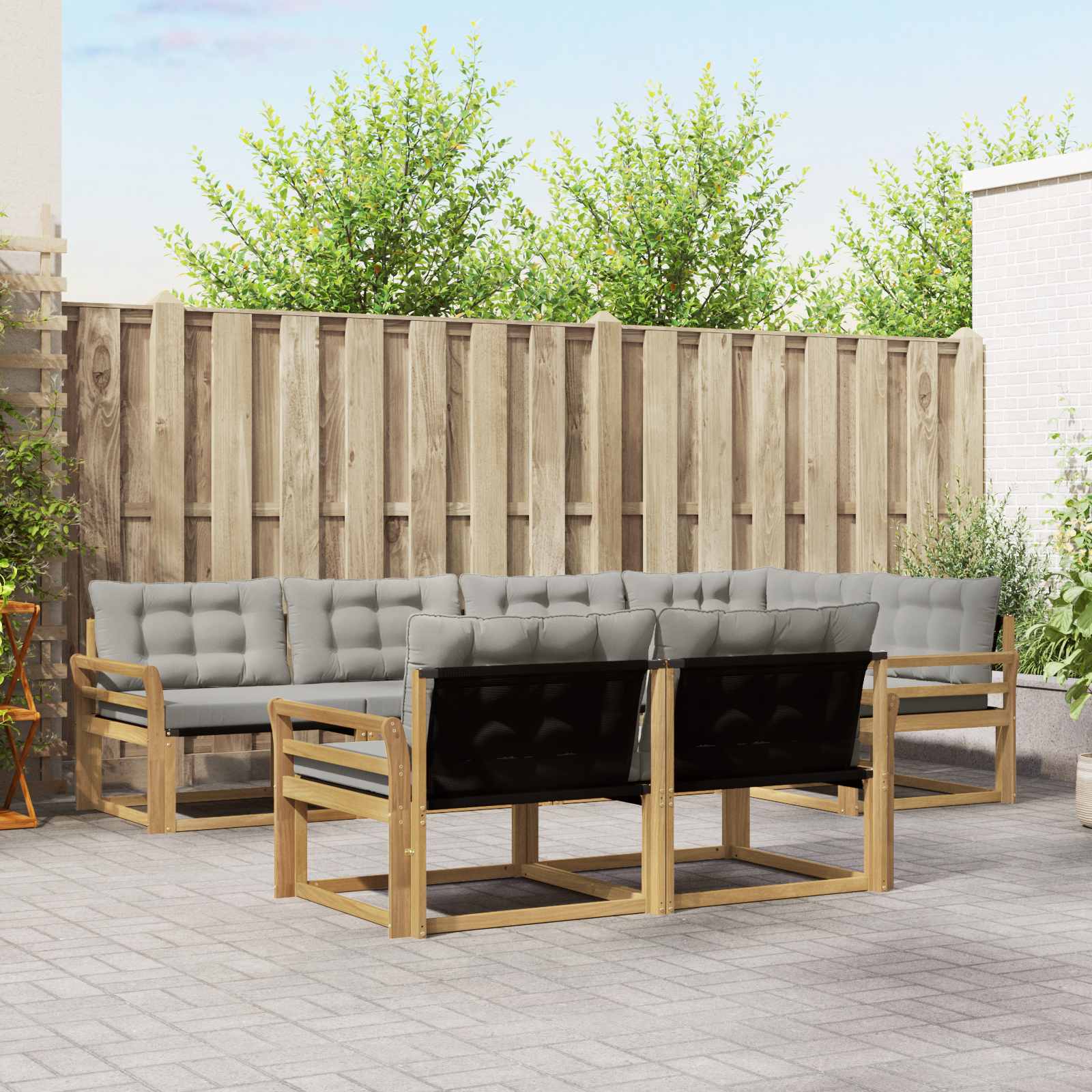 Conjunto de sofás de exterior 6 pcs Blanco y Antracita