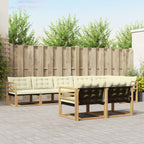 Conjunto de sofás de exterior con cojín 8 pcs Blanco y Crema