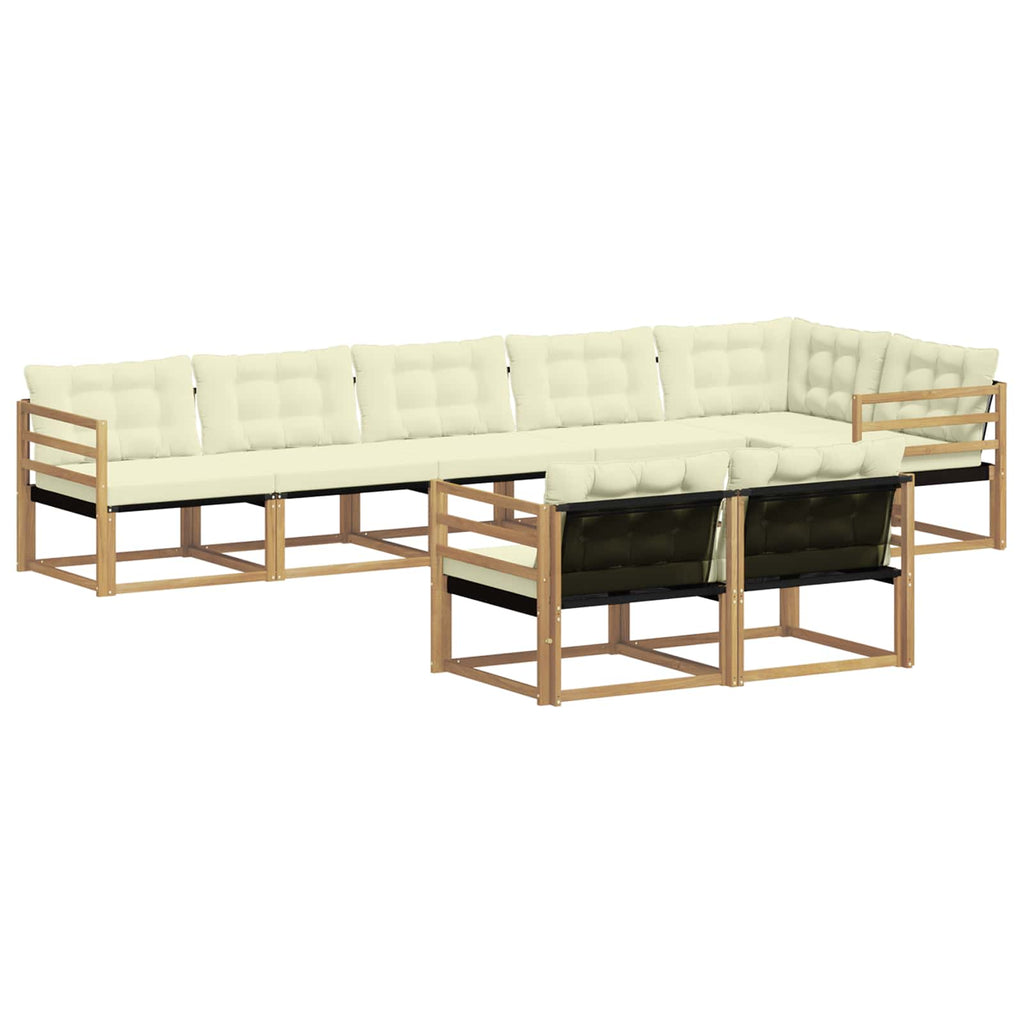Conjunto de sofás de exterior con cojín 8 pcs Blanco y Crema
