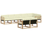 Conjunto de sofás de exterior con cojín 8 pcs Blanco y Crema
