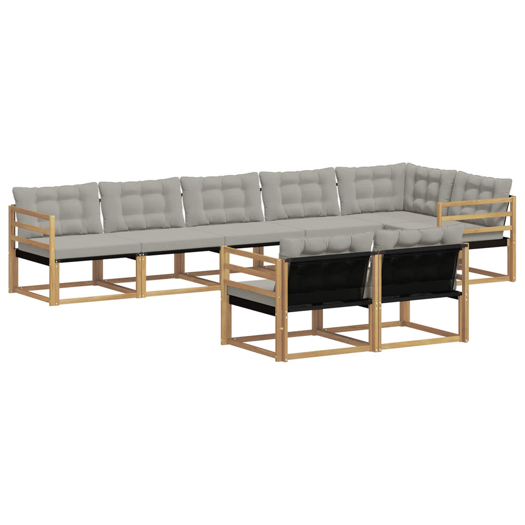 Conjunto de sofás de exterior 8 pcs Blanco y Gris Claro