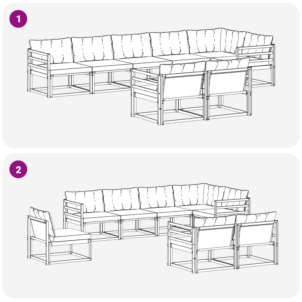 Conjunto de sofás de exterior 8 pcs Blanco y Gris Claro