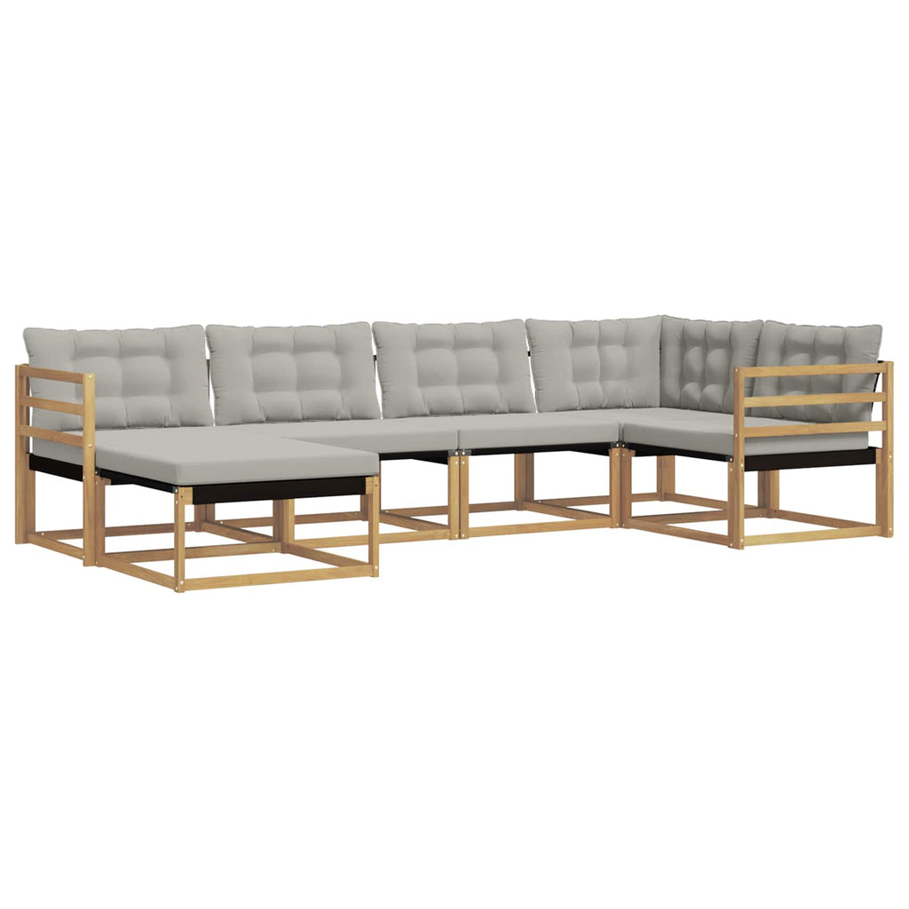 Conjunto de sofás de exterior 6 pcs Blanco y Gris Claro