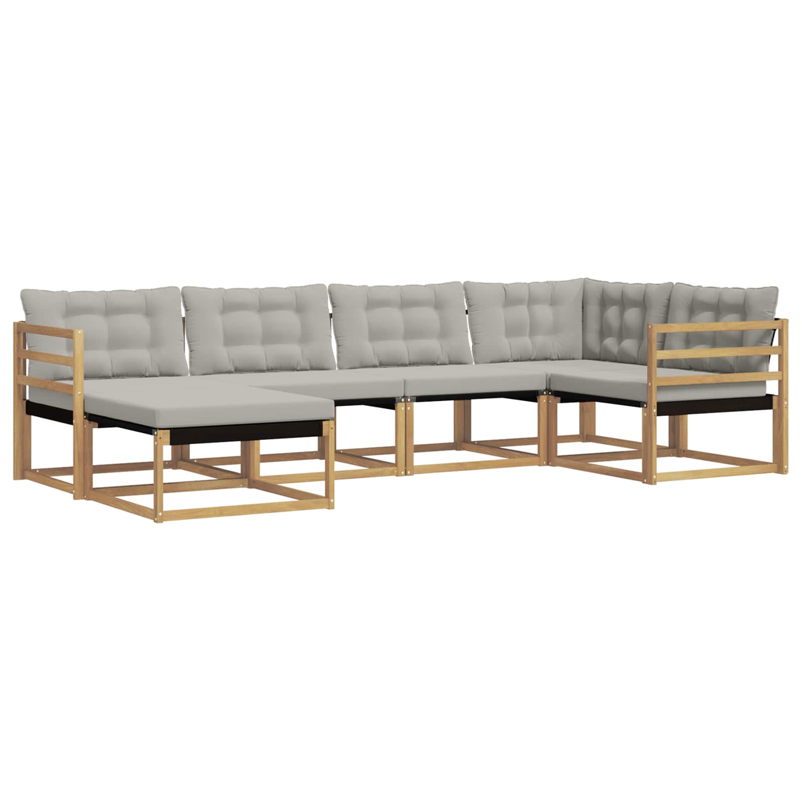 Conjunto de sofás de exterior 6 pcs Blanco y Gris Claro