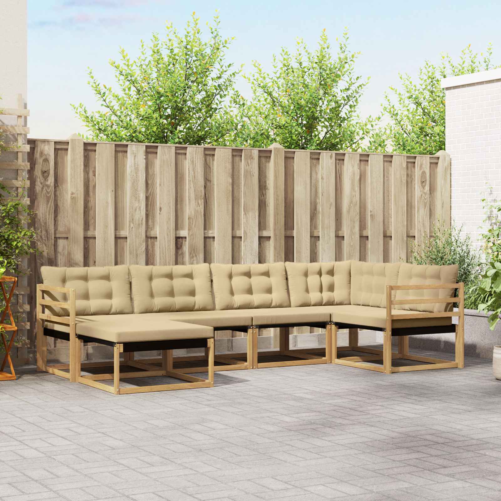 Conjunto de Sofás de Exterior 6 pçs Branco e Cinzento Claro