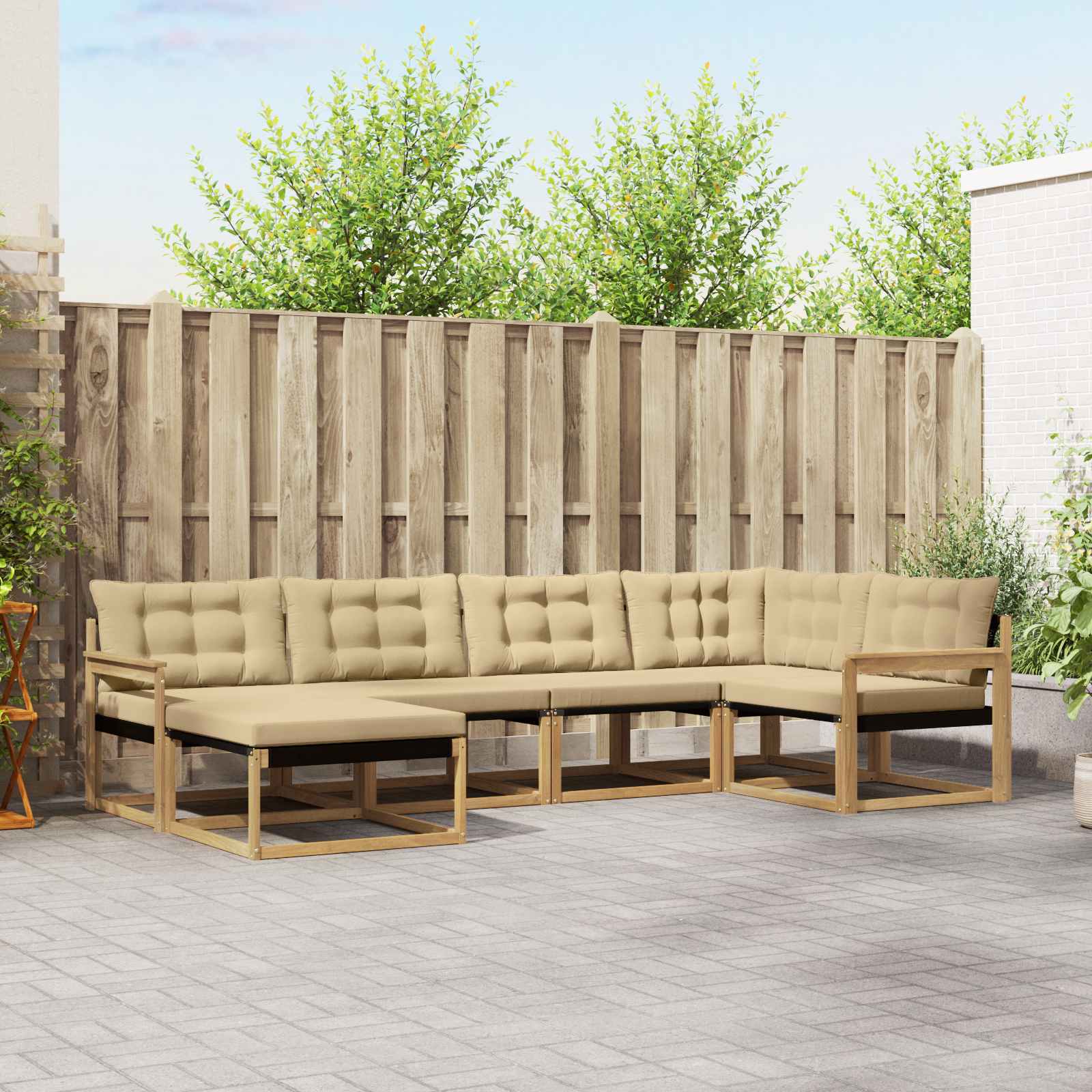 Conjunto de Sofás de Exterior 6 pçs Branco e Cinzento Claro