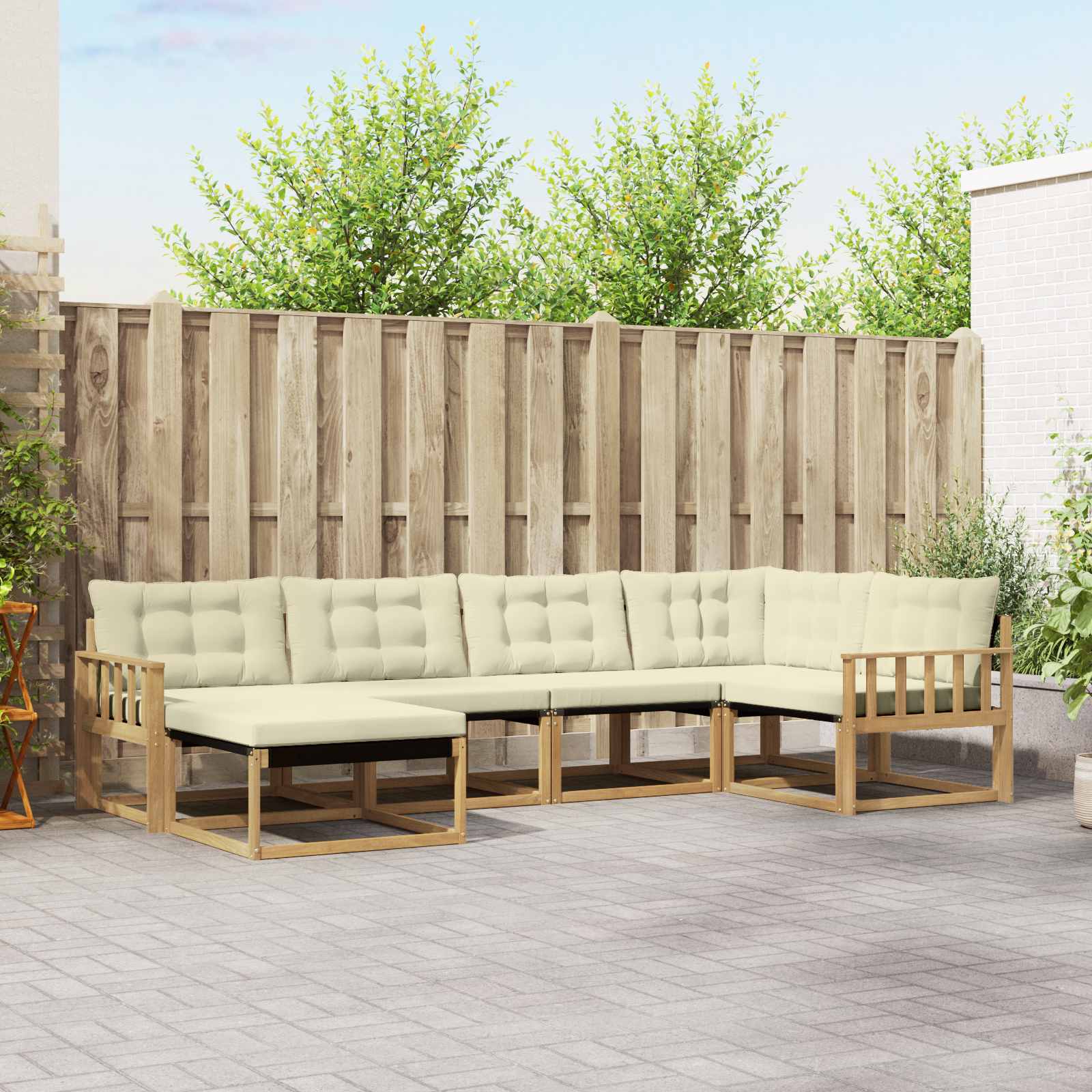 Conjunto de Sofás de Exterior 6 pçs Branco e Cinzento Claro