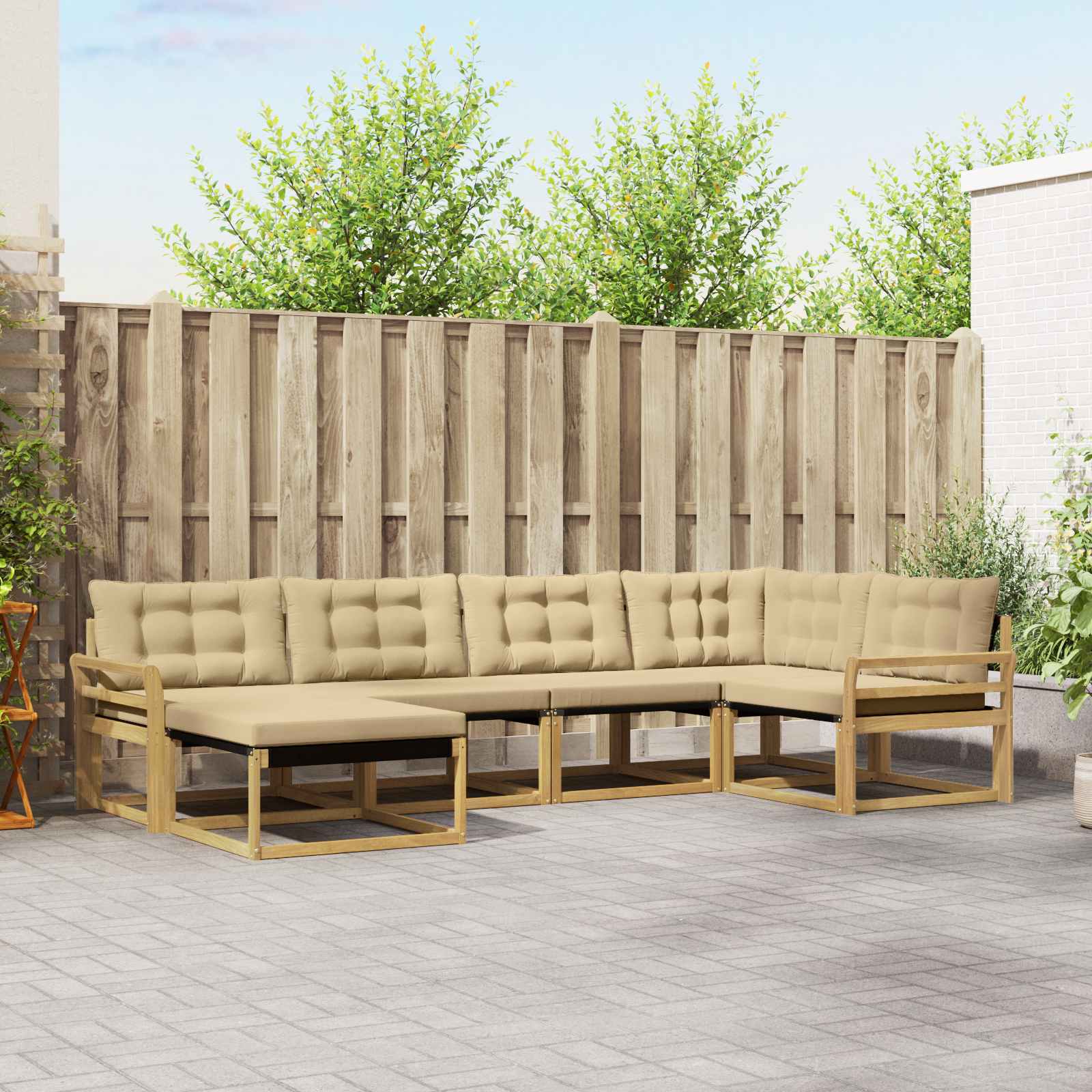 Conjunto de Sofás de Exterior 6 pçs Branco e Cinzento Claro