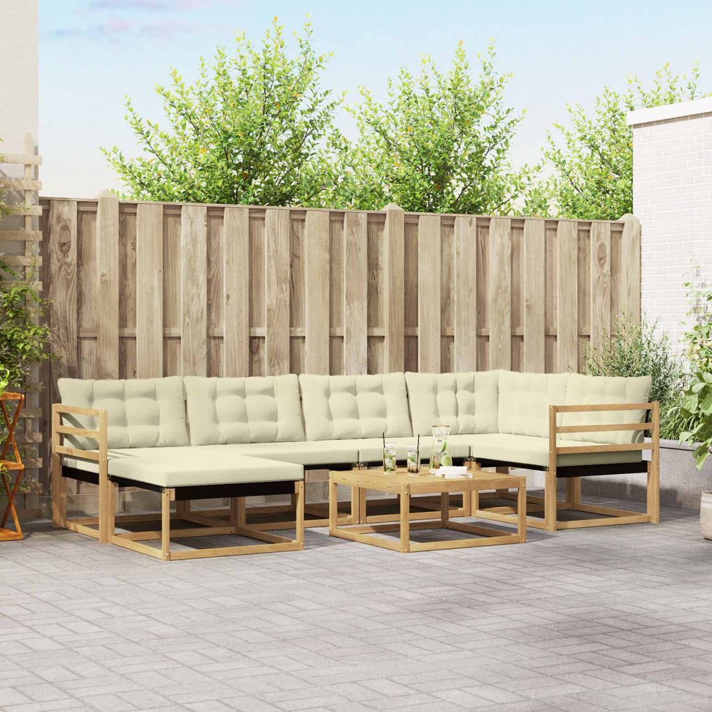 Conjunto de sofás de exterior 7 pcs Blanco y Crema