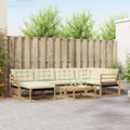 Conjunto de sofás de exterior 7 pcs Blanco y Crema
