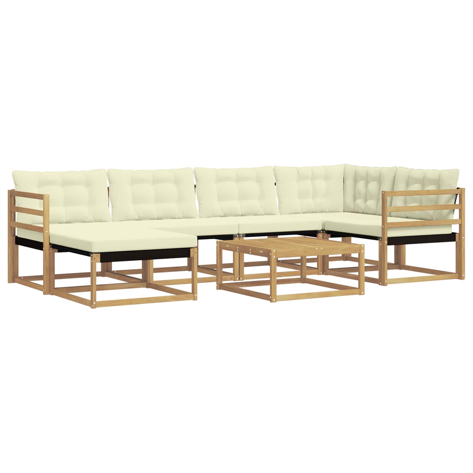 Conjunto de sofás de exterior 7 pcs Blanco y Crema