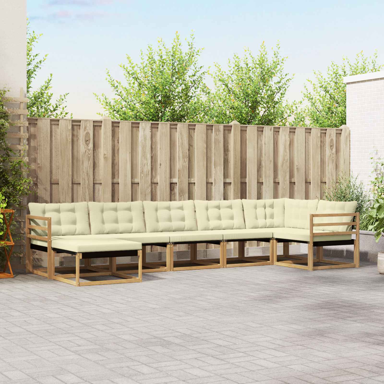 Conjunto de Sofás de Exterior 7 pçs Branco e Cinza Claro