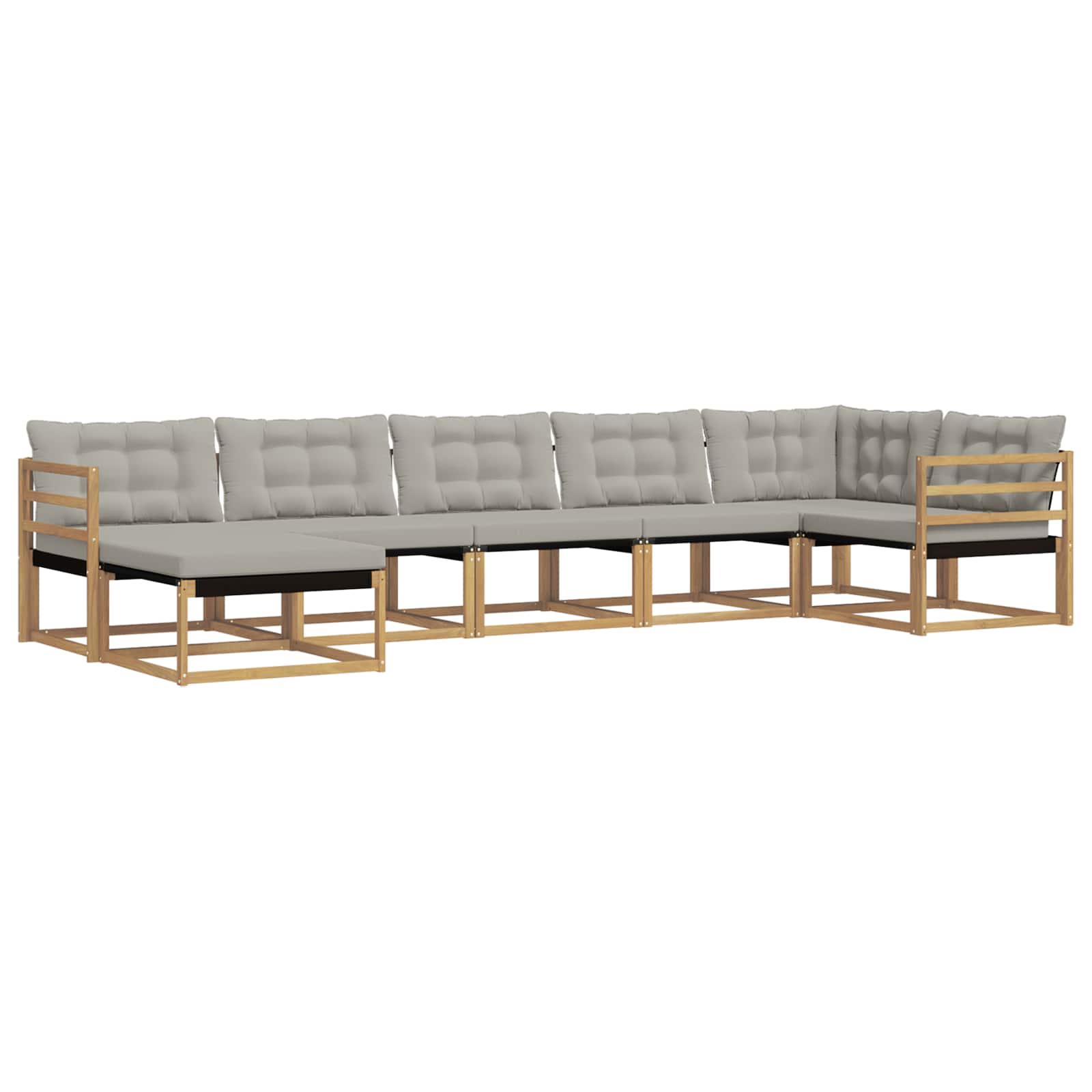 Conjunto de sofás de exterior 7 pcs Blanco y Gris Claro