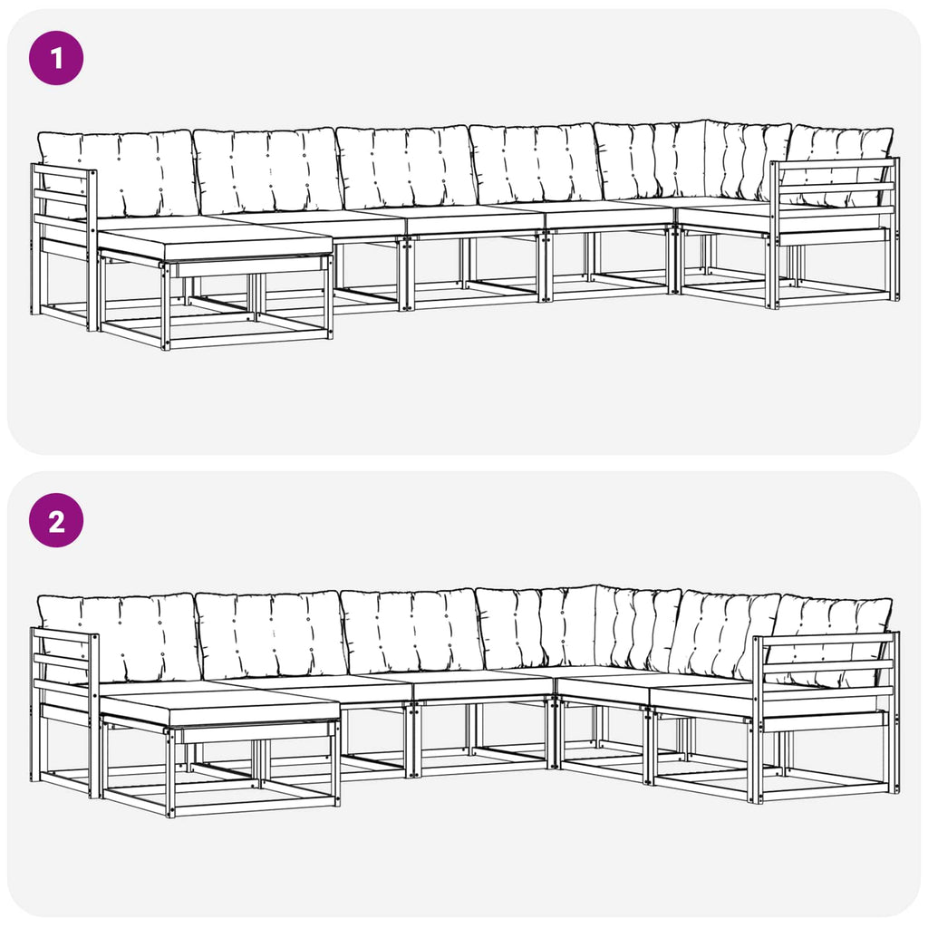 Conjunto de sofás de exterior 7 pcs Blanco y Gris Claro