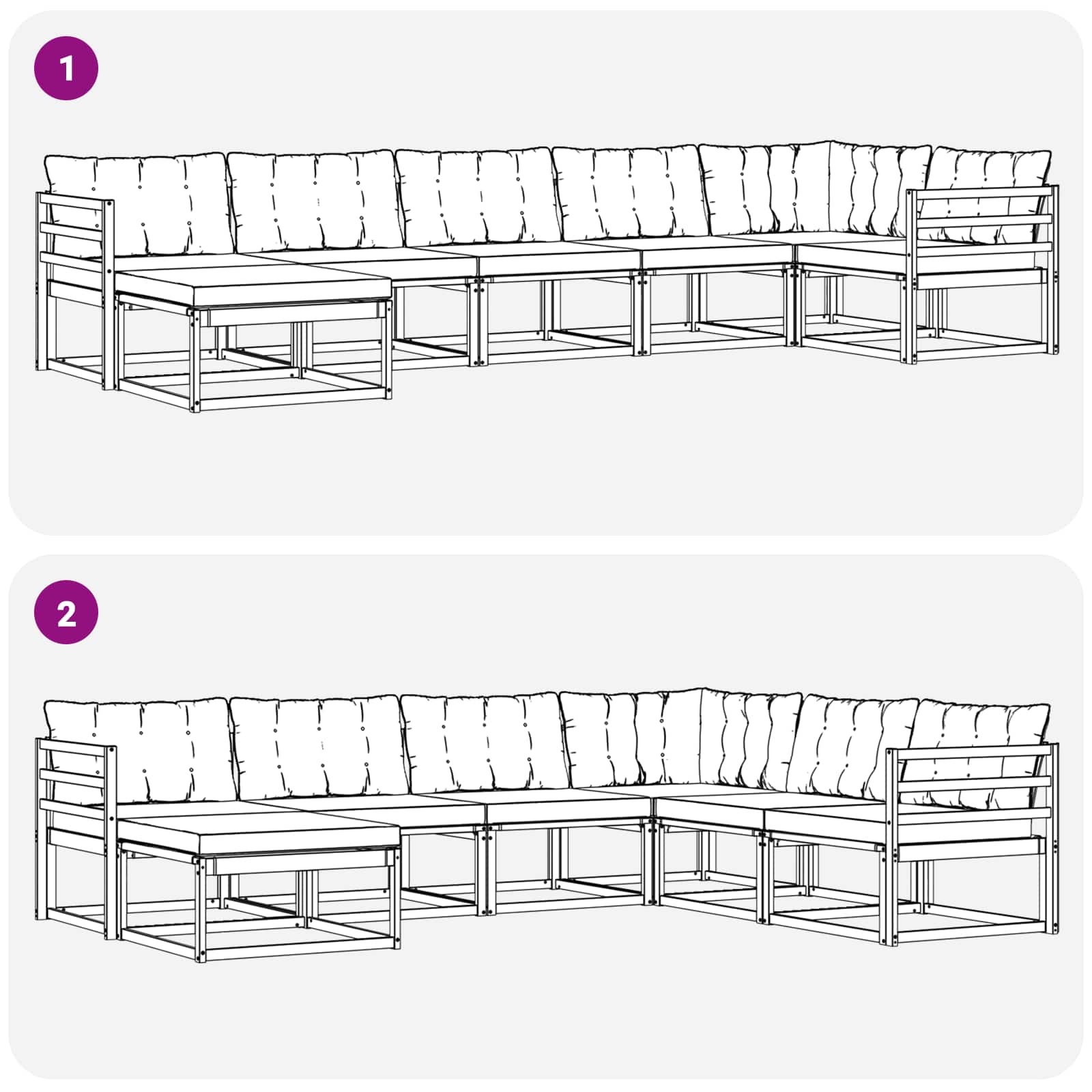 Conjunto de sofás de exterior 7 pcs Blanco y Gris Claro