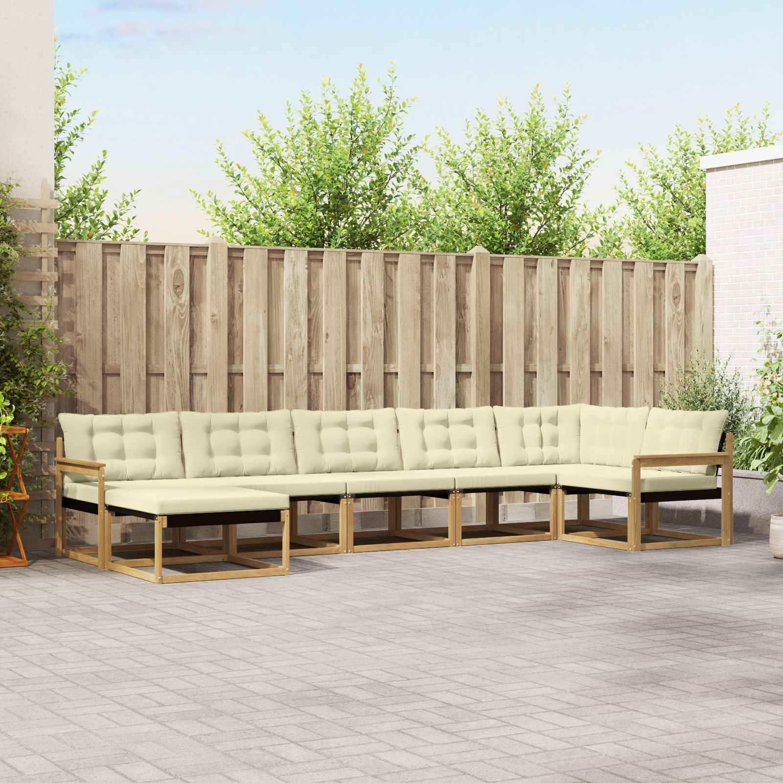 Conjunto de Sofás de Exterior 7 pçs Branco e Cinza Claro