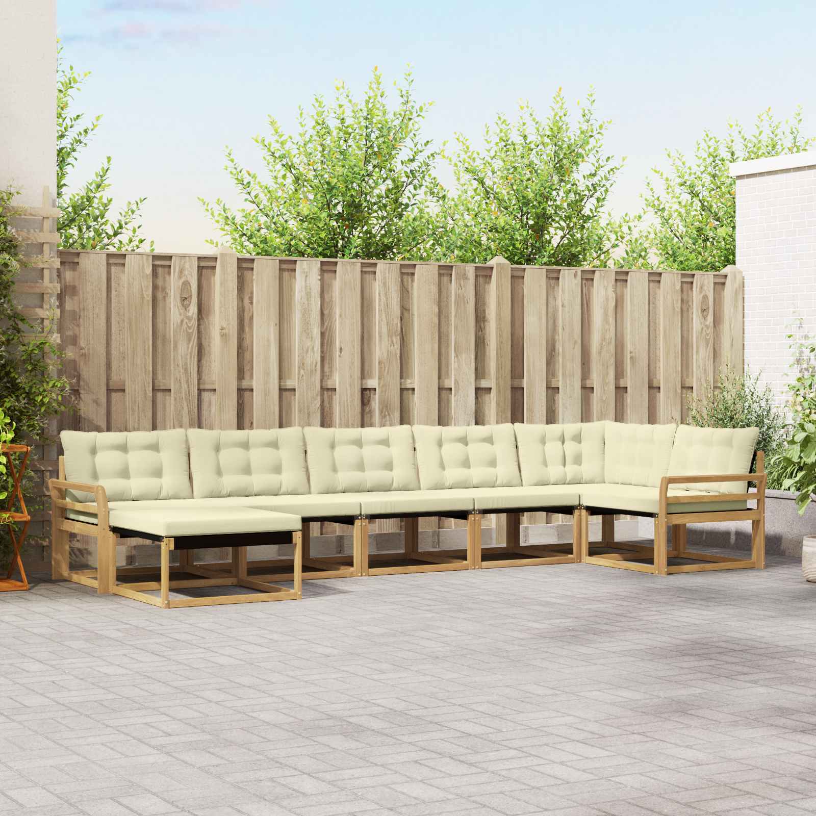 Conjunto de Sofás de Exterior 7 pçs Branco e Cinza Claro