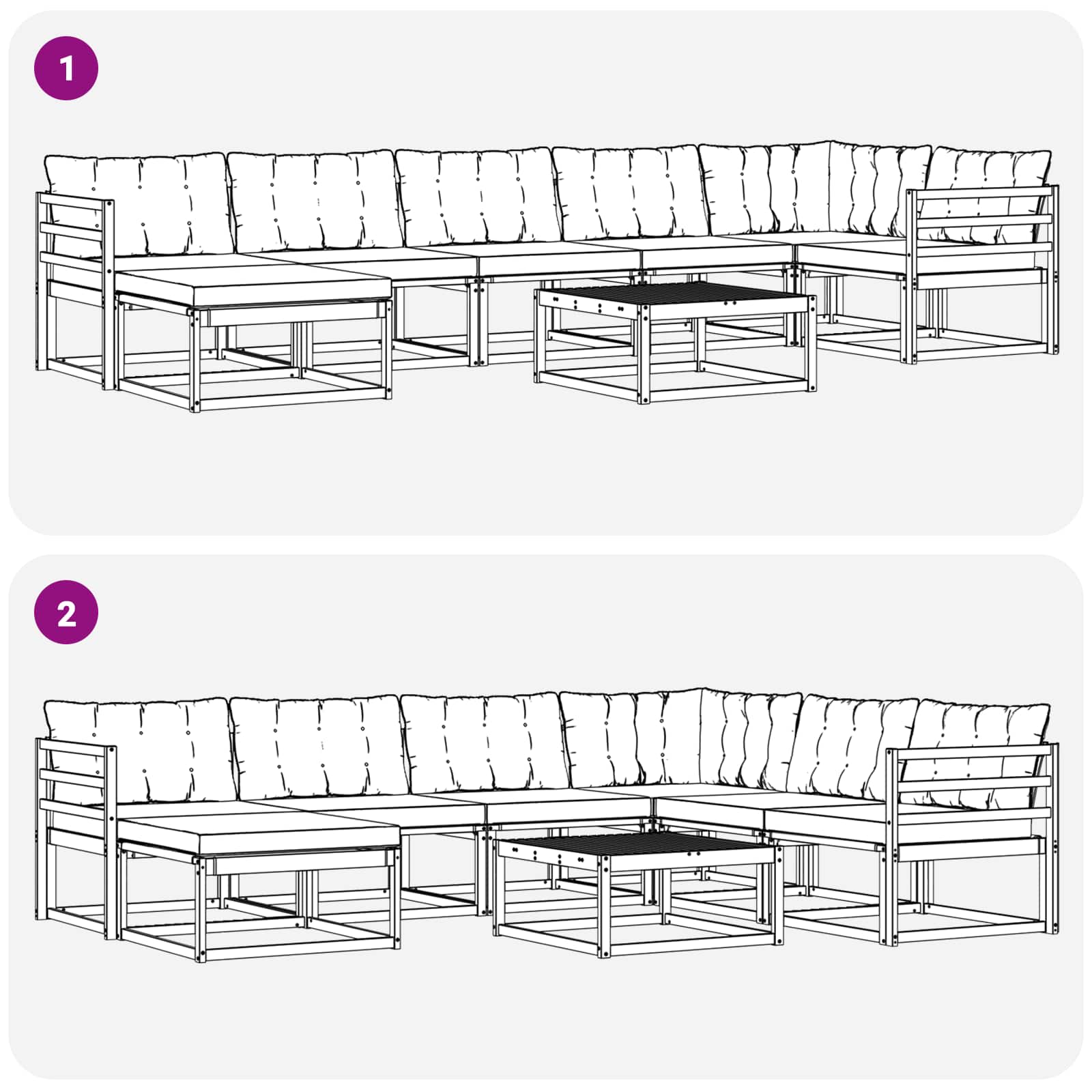 Conjunto de sofás de exterior 8 pcs Blanco y Crema
