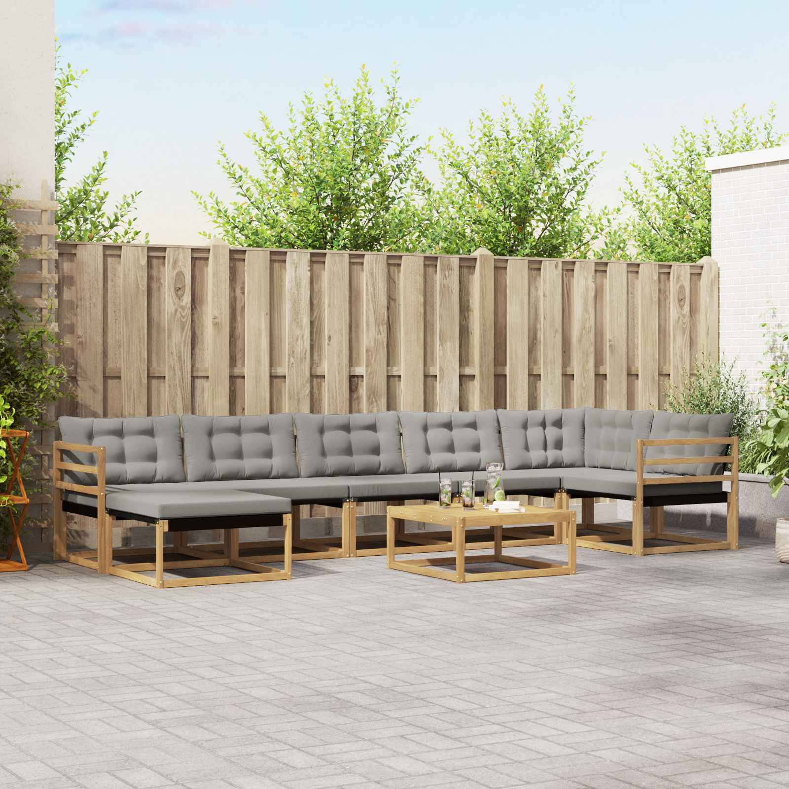 Conjunto de sofás de exterior 8 peças Branco e Creme