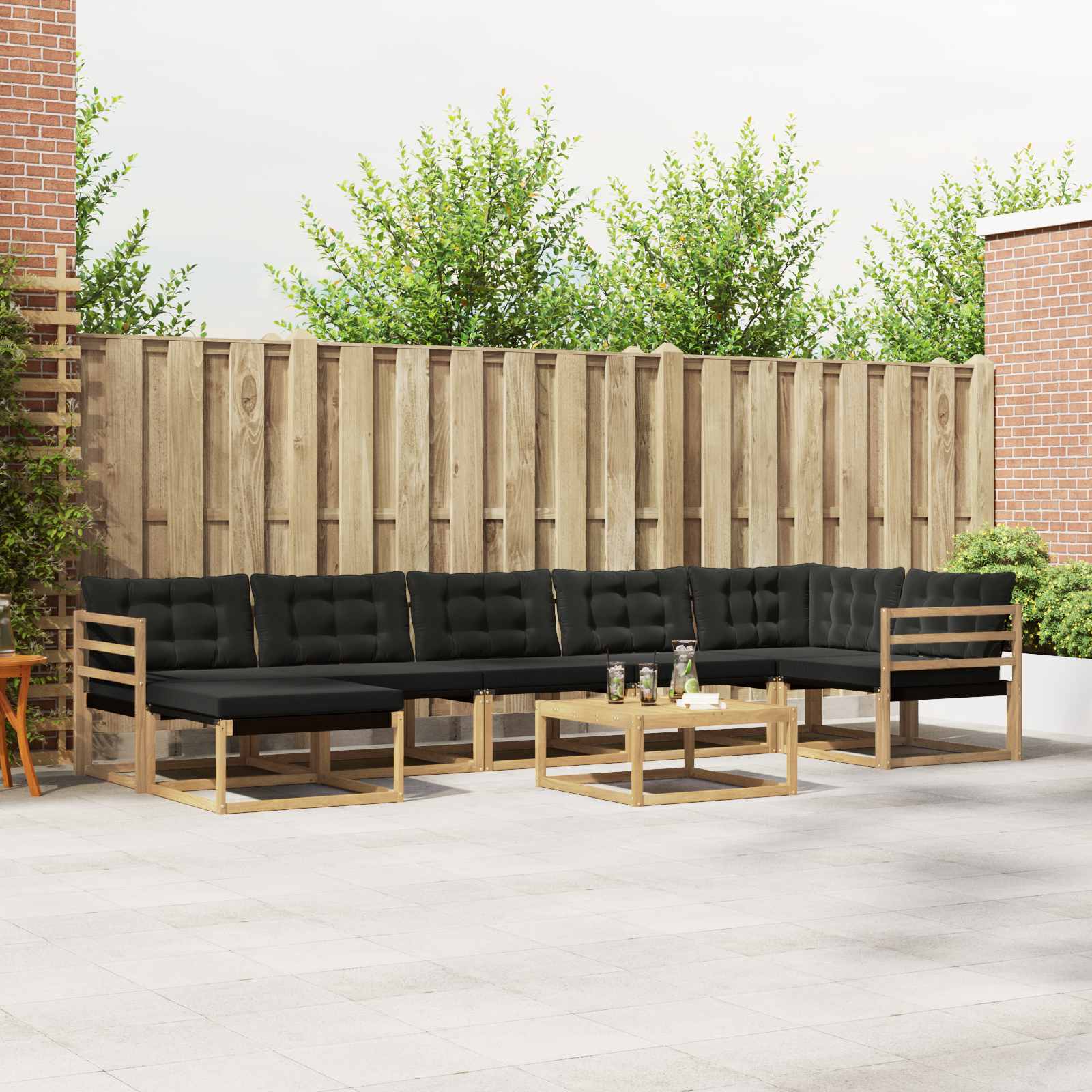 Conjunto de sofás de exterior 8 peças Branco e Creme