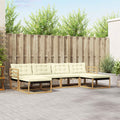 Conjunto de sofás de exterior con cojín 6 pcs Blanco y Crema