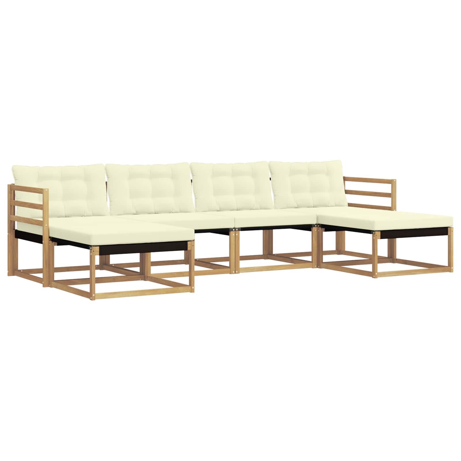 Conjunto de sofás de exterior con cojín 6 pcs Blanco y Crema