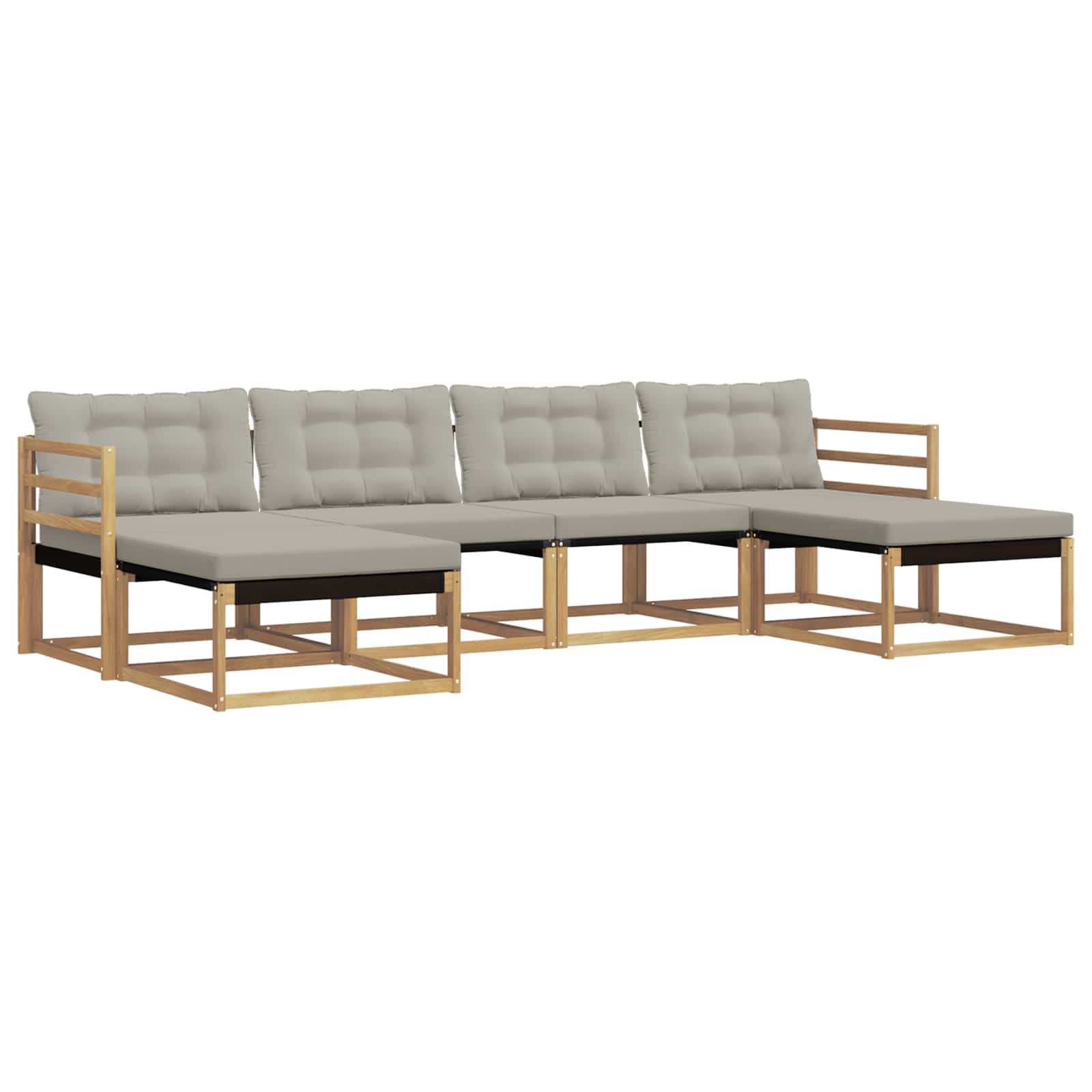 Conjunto de sofás de exterior 6 pcs Blanco y Gris Claro